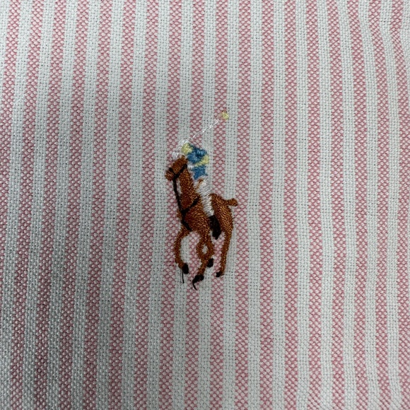 POLO Ralph Lauren Men’s Pink & White Cotton University Stripe BD Shirt - 15/34 - Picture 5 of 12
